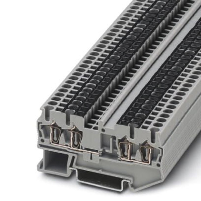 5 pcs - Phoenix Contact ST 2.5-QUATTRO-U Series Grey DIN Rail Terminal Block, Single-Level, Spring Clamp Termination