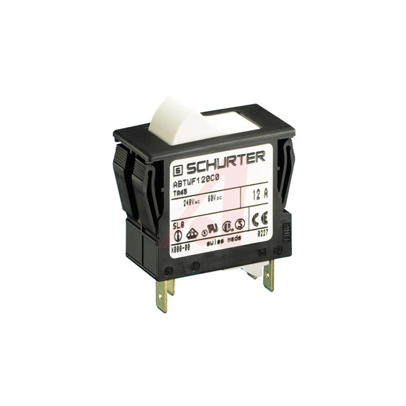 1 pcs - Schurter Thermal Circuit Breaker - TA45 2 Pole 60 V dc, 240V ac Voltage Rating Panel Mount, 10A Current Rating
