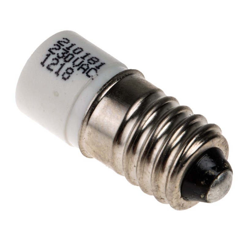 1 pcs - RS PRO White LED Indicator Lamp, 230V ac, E10 Base, 10mm Diameter, 410mcd
