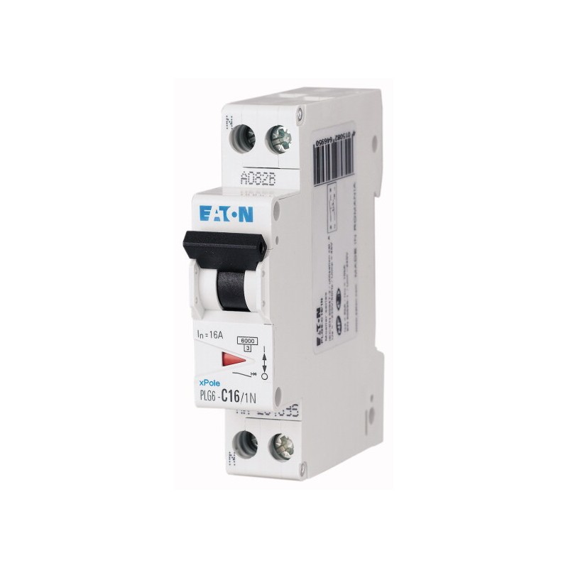 1 pcs - Eaton MCB, 1P+N, 16A Curve C