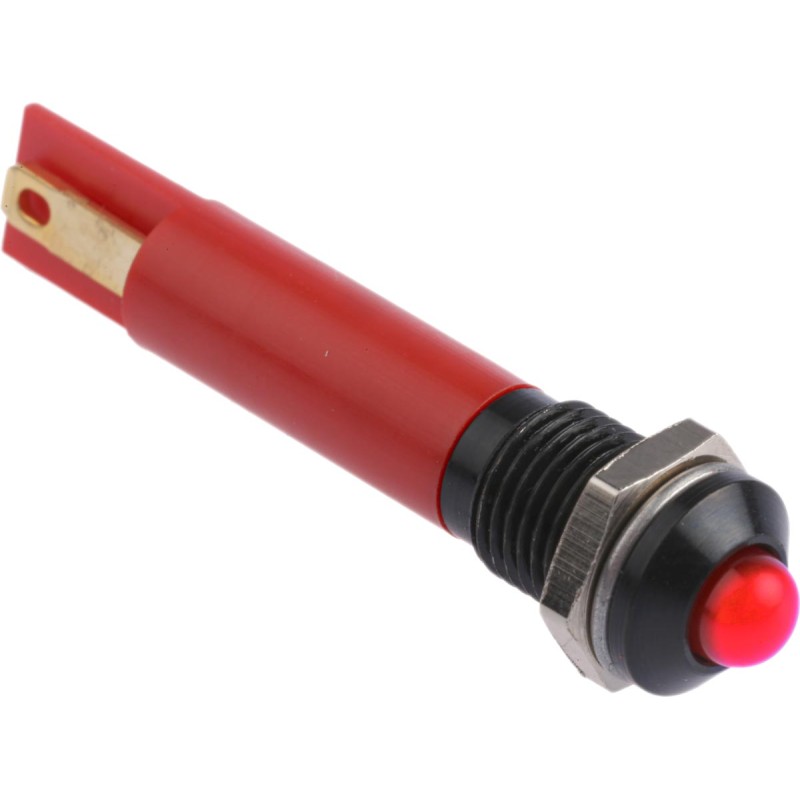 1 pcs - RS PRO Red Panel Mount Indicator, 24V dc, 8mm Mounting Hole Size, Solder Tab Termination
