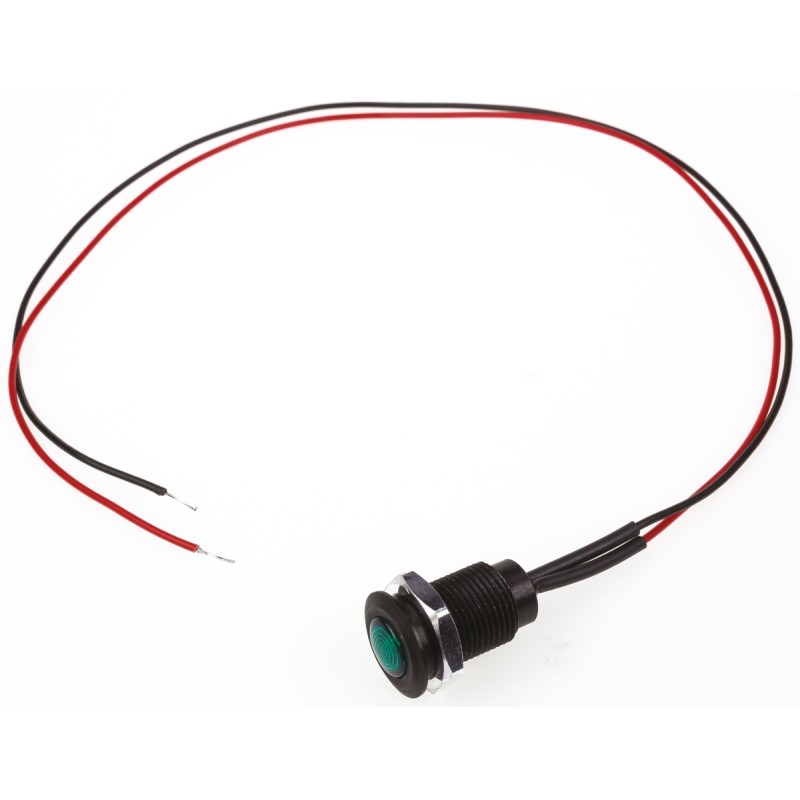 1 pcs - Oxley Green Panel Mount Indicator, 24V ac, 10.2mm Mounting Hole Size, Lead Wires Termination, IP66