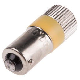 1 pcs - RS PRO Yellow LED Indicator Lamp, 12V ac/dc, BA9s Base, 10mm Diameter, 120/110mcd