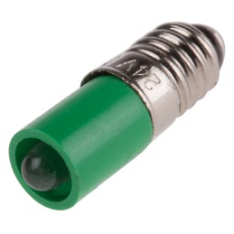 1 pcs - RS PRO Green LED Indicator Lamp, 24V dc, E5 Base, 6mm Diameter, 65mcd