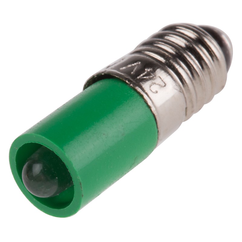1 pcs - RS PRO Green LED Indicator Lamp, 24V dc, E5 Base, 6mm Diameter, 65mcd