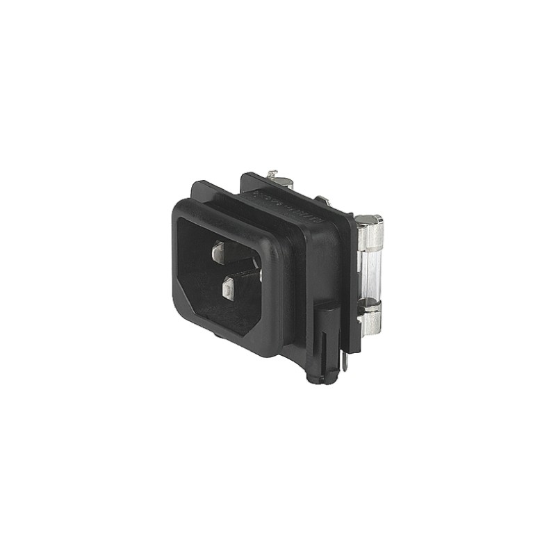 1 pcs - Schurter C14 Right Angle Panel Mount IEC Connector Male, 10A, 250 V, Fuse Size 5 x 20mm