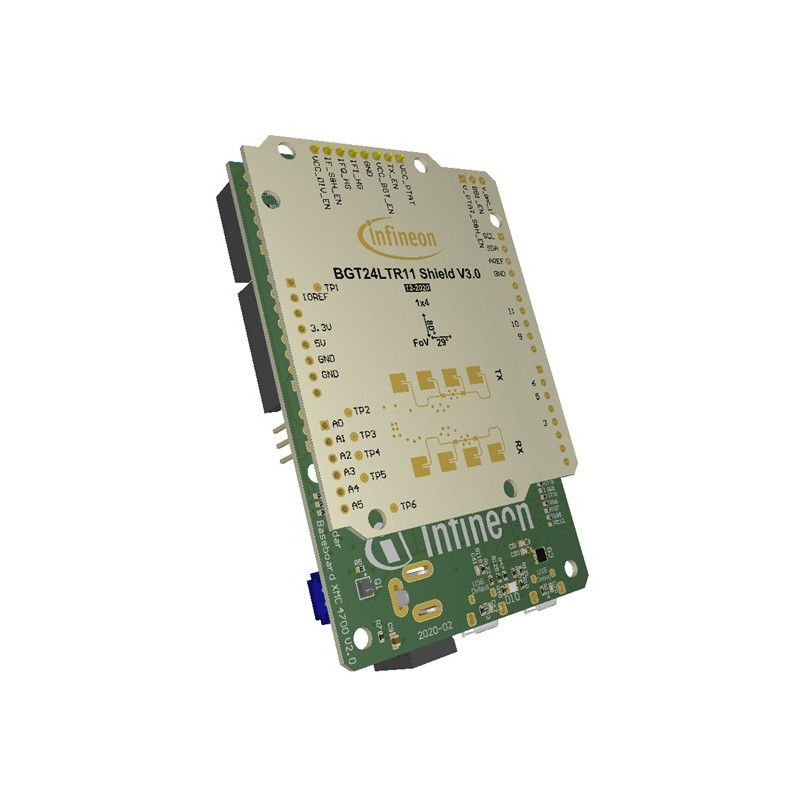 1 pcs - Infineon Distance2GoL BGT24LTR11, XMC4700 Development Board 24GHz DEMODISTANCE2GOLTOBO1