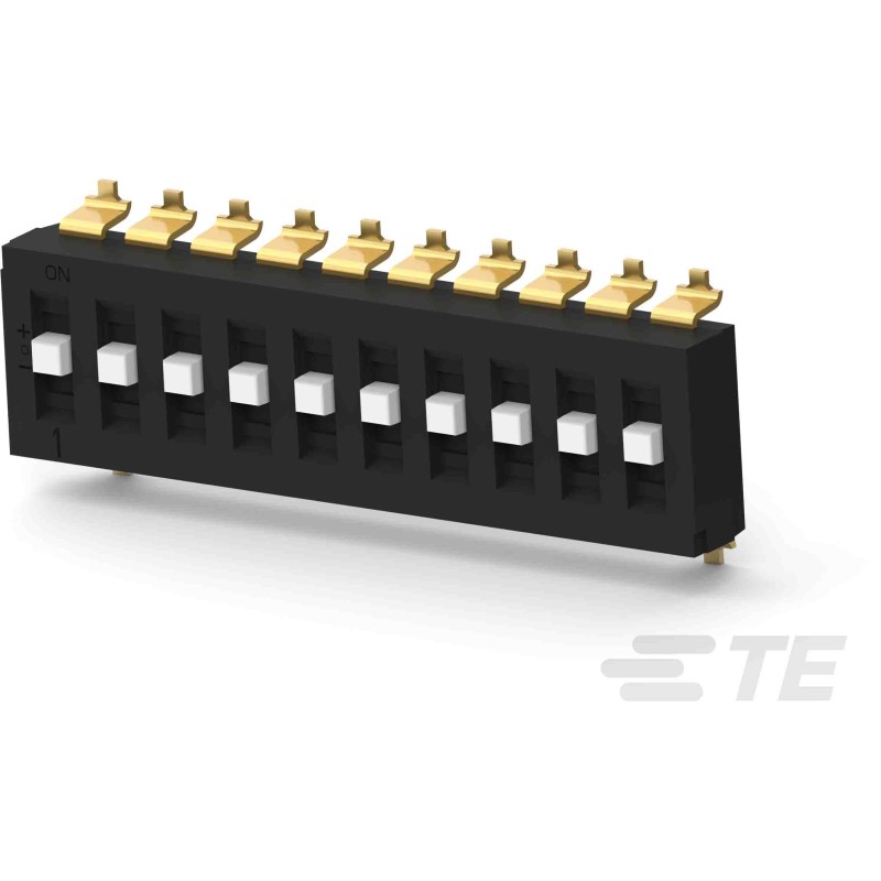 1 pcs - TE Connectivity 10 Way Surface Mount DIP Switch SPTT, Raised Actuator