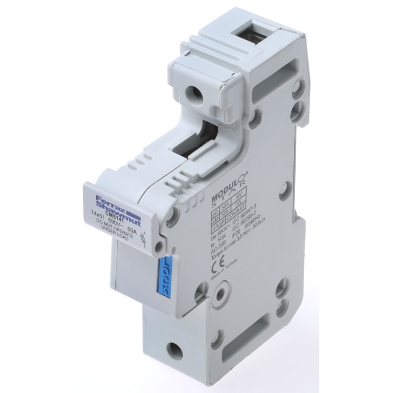 1 pcs - Mersen 50A Rail Mount Fuse Holder for 14 x 51mm Fuse, 1P, 690V ac