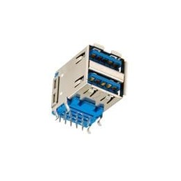 1 pcs : KUSBX-AS2N9-1-BL30 - USB Connectors STACKED USB 3.030u 9P 2.15MM A SOCKET