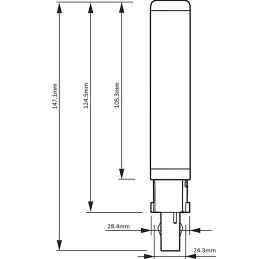 1 pcs - Philips G24d-2 PL LED Lamp 6.5 W, 4000K, White, Linear shape