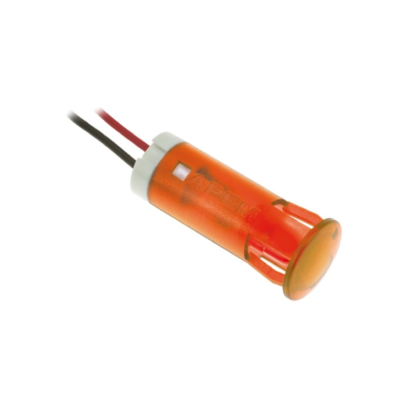1 pcs - Apem Orange Panel Mount Indicator, 24V dc, 12mm Mounting Hole Size, Lead Wires Termination