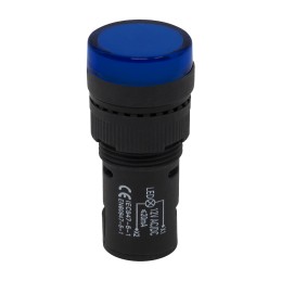 1 pcs - RS PRO, Panel Mount Blue LED Pilot Light, 16mm Cutout, IP40, Round, 12V ac/dc