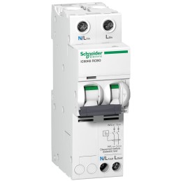 1 pcs - Schneider Electric RCBO, 10A Current Rating, 2P Poles, 30mA Trip Sensitivity, Type C, Acti 9 Range