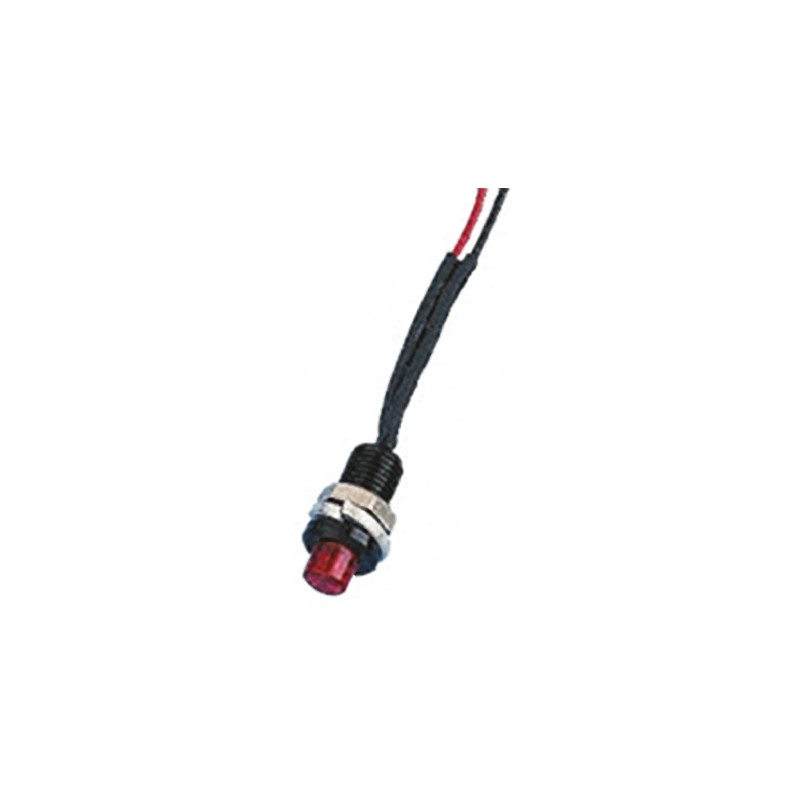1 pcs - Oxley Red Panel Mount Indicator, 24V ac, 6.4mm Mounting Hole Size, Lead Wires Termination, IP66