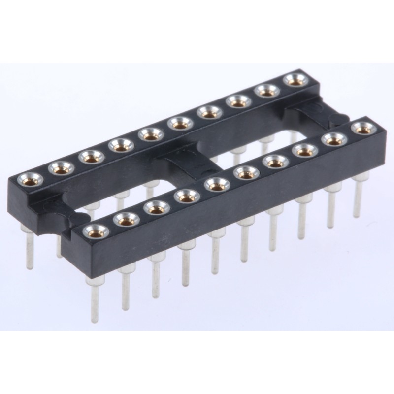 5 pcs - Preci-Dip 2.54mm Pitch Vertical 20 Way, Through Hole Turned Pin Open Frame IC Dip Socket, 1A