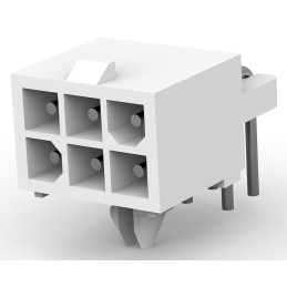 5 pcs - TE Connectivity Mini-Universal MATE-N-LOK Series Right Angle Through Hole PCB Header, 6 Contact(s), 4.14mm Pitch, 2