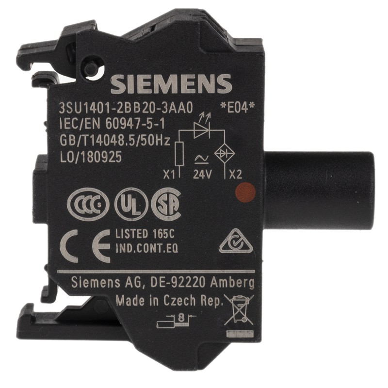 1 pcs - Siemens SIRIUS ACT Light Block - Red, 24 V ac/dc