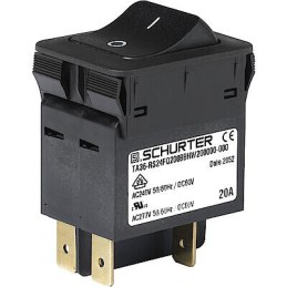 1 pcs - Schurter TA36 Rocker Circuit Breaker - TA36 2 Pole 60 V dc, 277 V ac Voltage Rating, 10A Current Rating