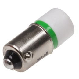 1 pcs - RS PRO Green LED Indicator Lamp, 12V ac/dc, BA9s Base, 10mm Diameter, 1610mcd