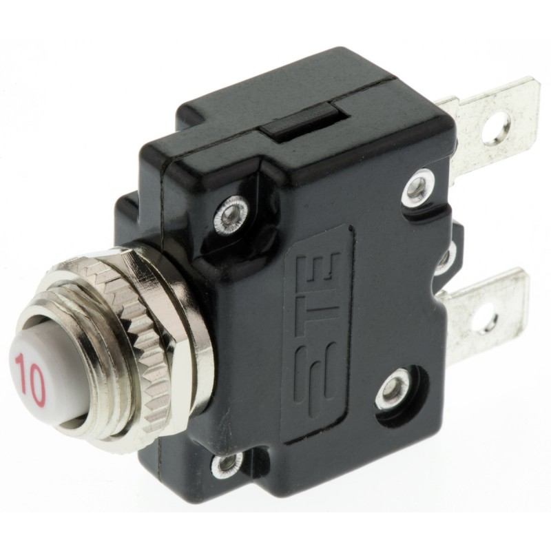 1 pcs - TE Connectivity Thermal Circuit Breaker - W57 Single Pole 250V ac Voltage Rating, 10A Current Rating