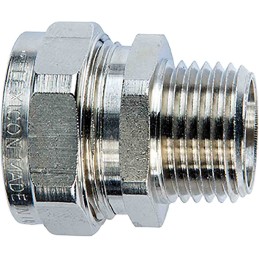 10 pcs - Flexicon Fixed External Thread Fitting, Conduit Fitting, 25mm Nominal Size, M25, Brass