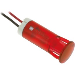 1 pcs - Apem Red Panel Mount Indicator, 220V ac, 10mm Mounting Hole Size, Lead Wires Termination