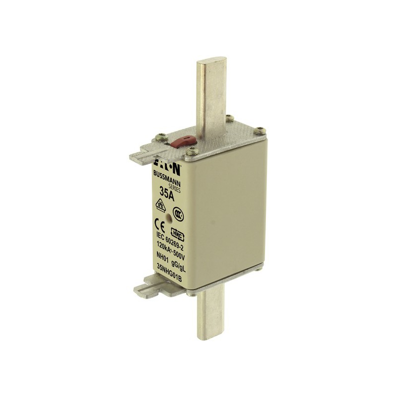 1 pcs - Eaton 35A Centred Tag Fuse, NH01, 500V ac