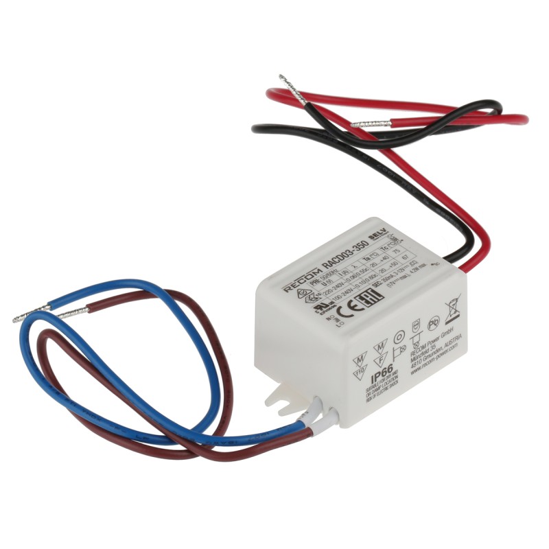 1 pcs - Recom LED Driver, 3 - 15V dc Output, 3W Output, 350mA Output, Constant Current / Constant Voltage