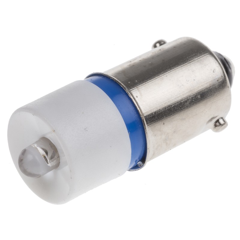 1 pcs - RS PRO Blue LED Indicator Lamp, 28V dc, BA9s Base, 10mm Diameter, 490mcd