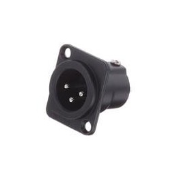 1 pcs : AC3MDZB BULK - XLR Connectors 3 Pole XLR Male Chassis Mount D Type Stamped Contacts Black Finish