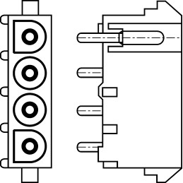 5 pcs - TE Connectivity, Commercial MATE-N-LOK Male Connector Housing, 6.35mm Pitch, 3 Way