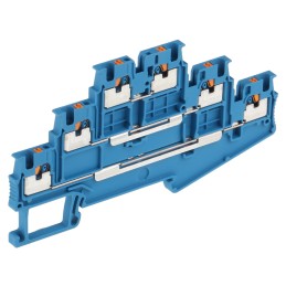 5 pcs - Phoenix Contact PT 1.5/S-3L BU Series Blue Multi Level Terminal Block, 0.14 - 1.5mm², Triple-Level, Push In