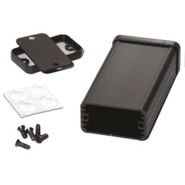 1 pcs - Hammond 1455 Series Black Aluminium Enclosure, IP54, Black Lid, 80 x 45 x 25.1mm