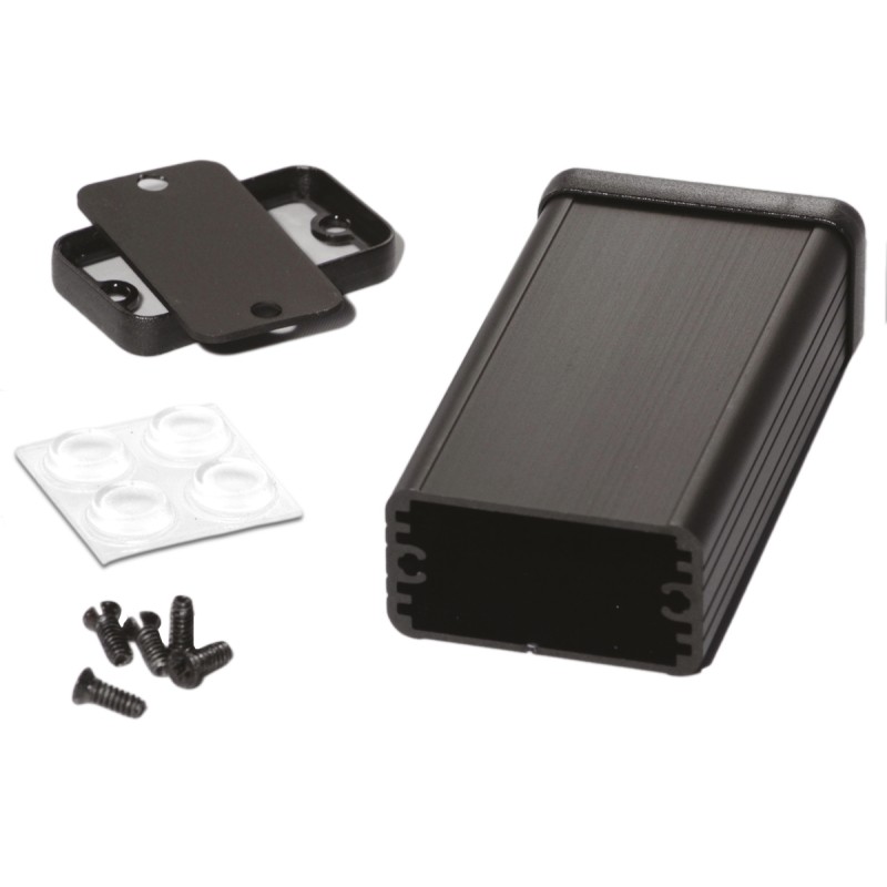 1 pcs - Hammond 1455 Series Black Aluminium Enclosure, IP54, Black Lid, 80 x 45 x 25.1mm