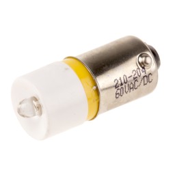 1 pcs - RS PRO Yellow LED Indicator Lamp, 60V ac/dc, BA9s Base, 10mm Diameter, 100mcd