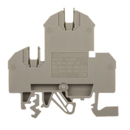 5 pcs - RS PRO Brown DIN Rail Terminal Block, 0.2 - 4mm², Double-Level, Screw Termination