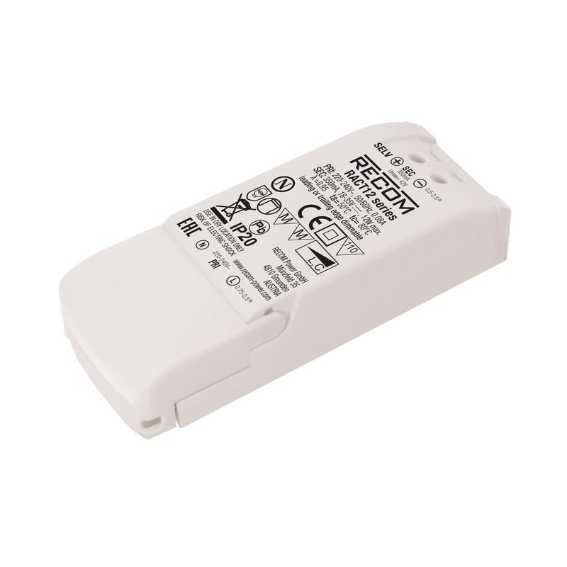 1 pcs - Recom LED Driver, 12 - 24V dc Output, 12W Output, 500mA Output, Constant Current Dimmable