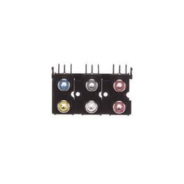 1 pcs : RCJ-61223645 - RCA Phono Connectors RCA jack, 6P, 2 x 3, rt, through hole, RD/WH/YL RD/GR/BE