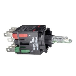 1 pcs - Schneider Electric Harmony XB6 Series Contact & Light Block, 12 - 24V, Green Light, 1NO