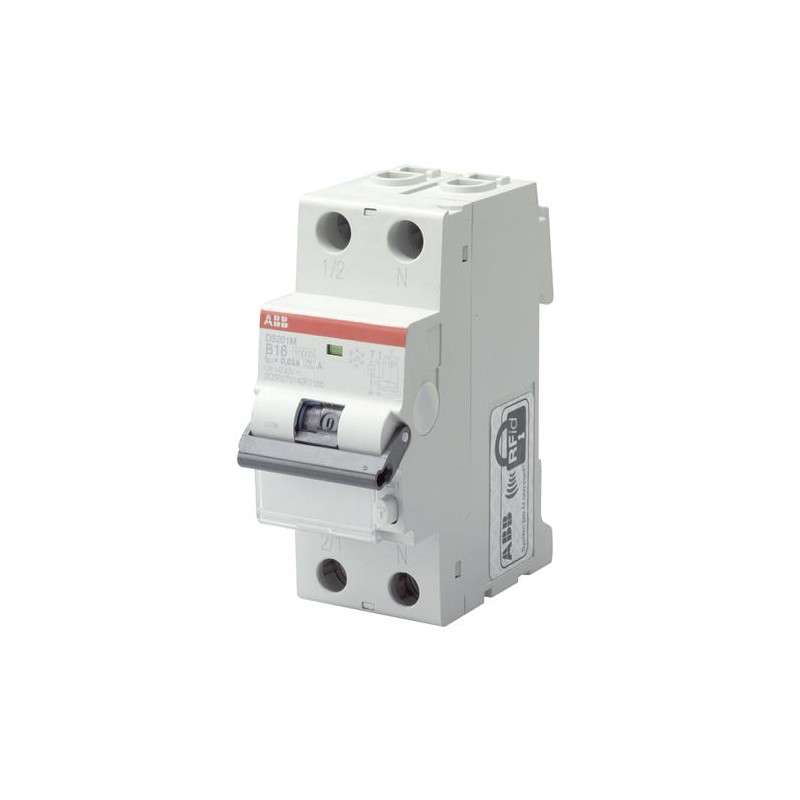 1 pcs - ABB RCBO, 32A Current Rating, 1P+N Poles, 30mA Trip Sensitivity, Type C