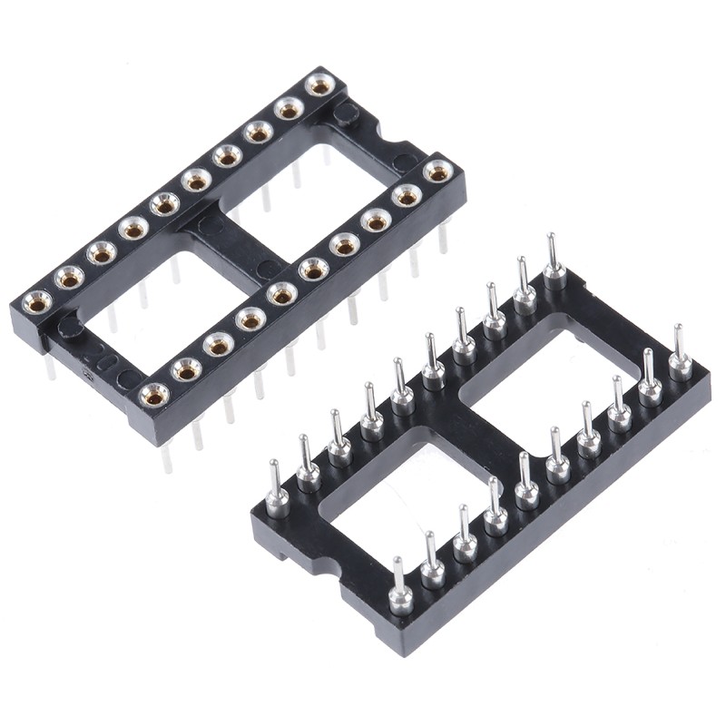 5 pcs - Preci-Dip 2.54mm Pitch Vertical 20 Way, Through Hole Turned Pin Open Frame IC Dip Socket, 1A