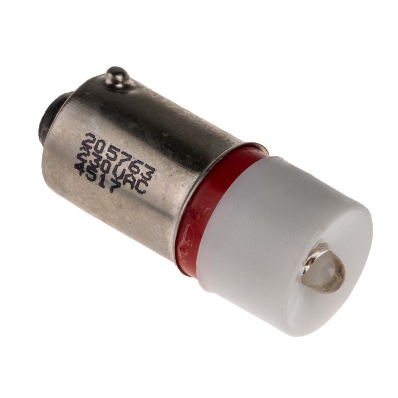 1 pcs - RS PRO Red LED Indicator Lamp, 230V ac, BA9s Base, 10mm Diameter, 375mcd