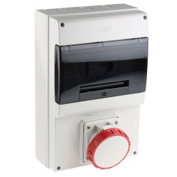 1 pcs - Scame, DOMINO IP66 Red Wall Mount 3P + N + E RCD Industrial Power Connector Socket, Rated At 64A, 415 V