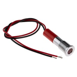 1 pcs - RS PRO Red Panel Mount Indicator, 24V dc, 8mm Mounting Hole Size, Lead Wires Termination, IP67