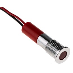 1 pcs - RS PRO Red Panel Mount Indicator, 24V dc, 8mm Mounting Hole Size, Lead Wires Termination, IP67