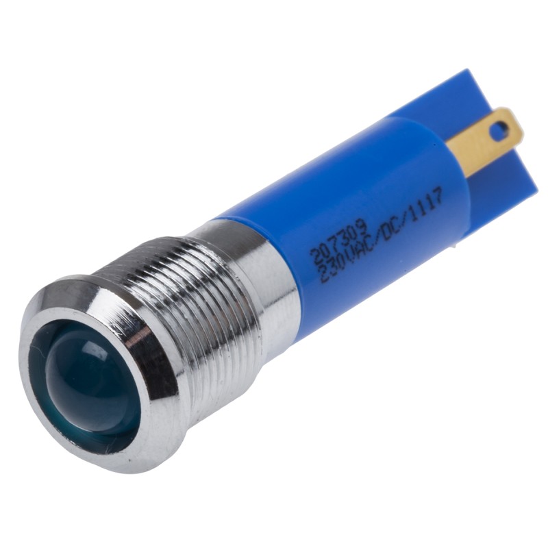 1 pcs - RS PRO Blue Panel Mount Indicator, 230V ac, 12mm Mounting Hole Size, IP67