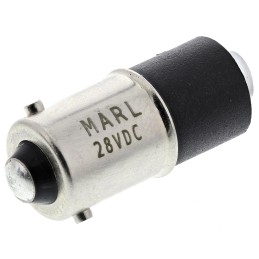 1 pcs - Marl White LED Indicator Lamp, 24 - 28V dc, BA9s Base, 4.9mm Diameter, 14000mcd