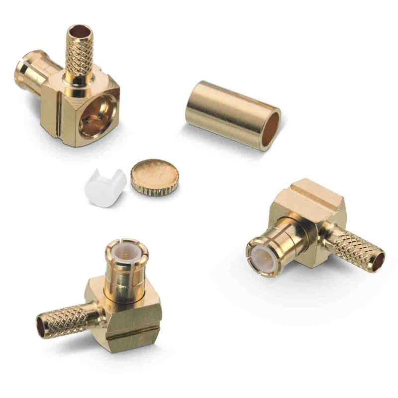 2 pcs - Wurth Elektronik WR-MCX Series, Plug Cable Mount MCX Connector, 50Ω, Crimp Termination, Right Angle Body