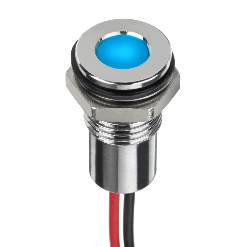 1 pcs - RS PRO Blue Panel Mount Indicator, 24V dc, 8mm Mounting Hole Size, Lead Wires Termination, IP67
